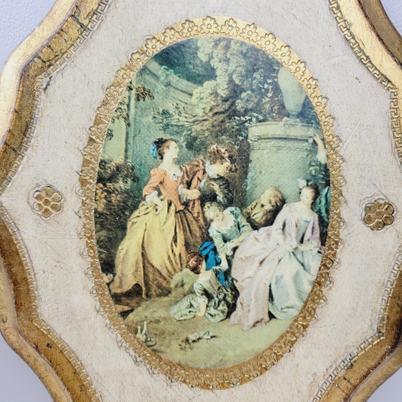 Vintage Italian Wall Art Wood Plaques Florentine Toleware Tole Art Gold Gilt - Picture 7 of 16